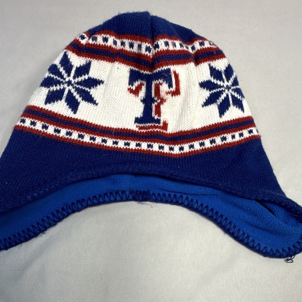 Texas Rangers Baseball Woven Beanie Adult Size Blue Red MLB Fan Favorite